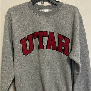 Champion Gray and Red Crewneck Sweater
